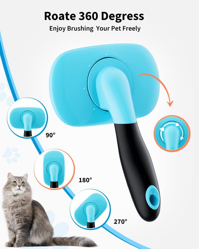 Glendan Dog Brush & Cat Brush- Slicker Pet Grooming Brush- Shedding Grooming Tools(Blue) - Image 3